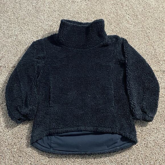 Lululemon Warmth Restore Long Pullover Sherpa Size 6 Black Fuzzy Warm - Picture 1 of 7